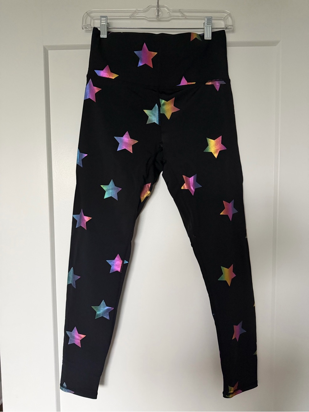Terez Black Leggings with Rainbow Star Print